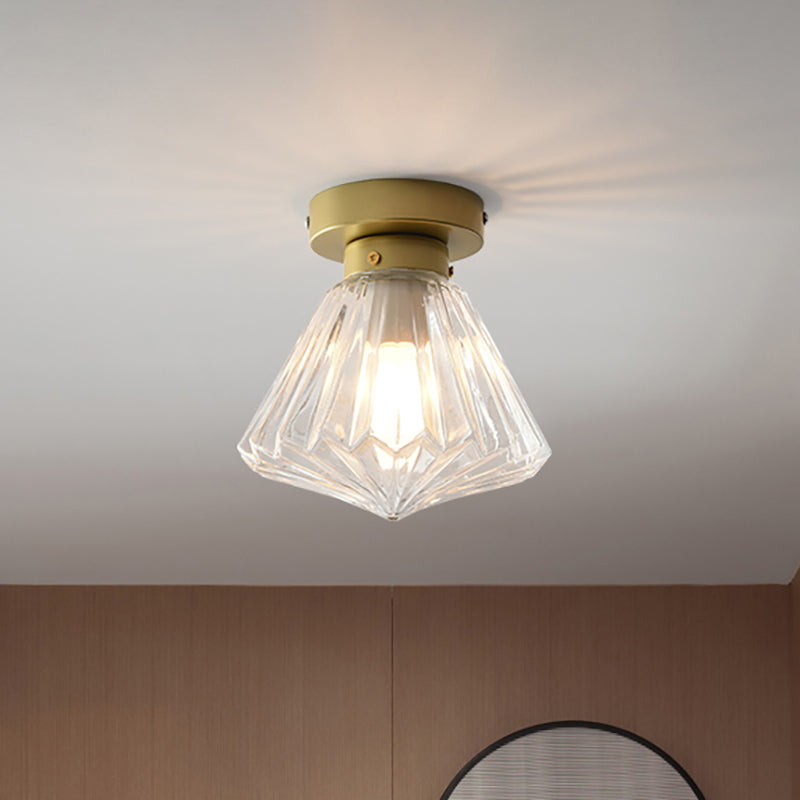 Colonial Clear Glass Scalloped Ceiling Fixture for Kitchen, 6.5"/7" W