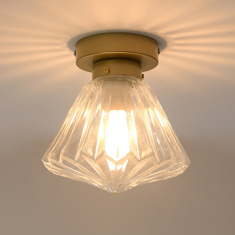Colonial Clear Glass Scalloped Ceiling Fixture for Kitchen, 6.5"/7" W