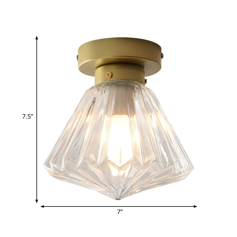Colonial Clear Glass Scalloped Ceiling Fixture for Kitchen, 6.5"/7" W