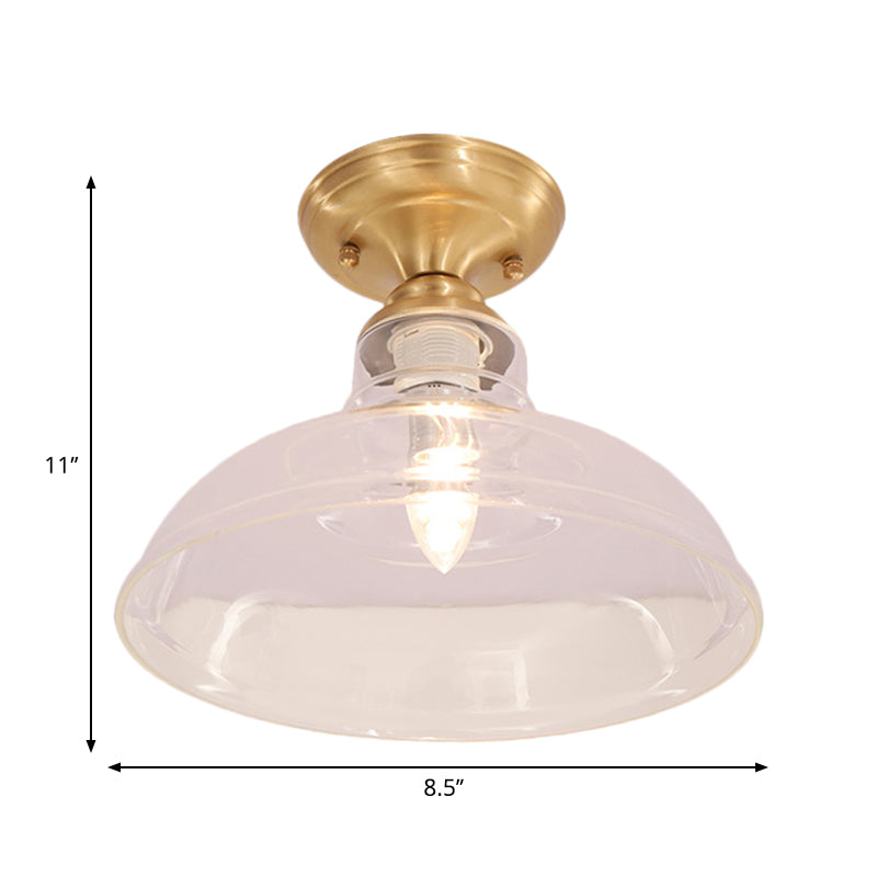 Luminaire encastré en laiton à dôme/cône/grange en verre prismatique - Style colonial, éclairage de porche à 1 tête, 6"/7,5"/11" L