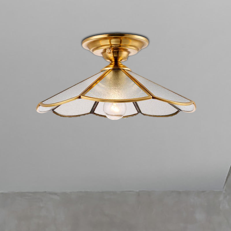Scalloped Foyer Flush Mount Ceiling Light Fixture with Brass Finish - 12"/16" Diameter
