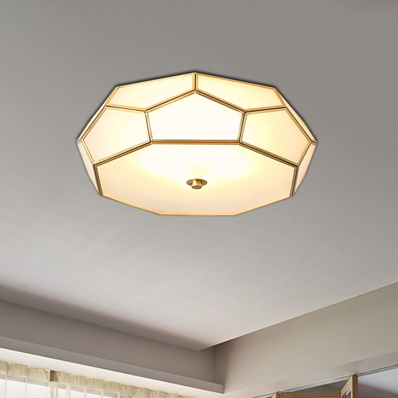 Colonial Flush Mount Lamp: White Sandblasted Glass Octagon Ceiling Fixture, 3/4 Heads, 14"/18" W - Ideal for Bedroom