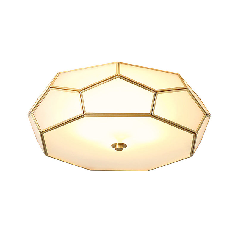 Colonial Flush Mount Lamp: White Sandblasted Glass Octagon Ceiling Fixture, 3/4 Heads, 14"/18" W - Ideal for Bedroom