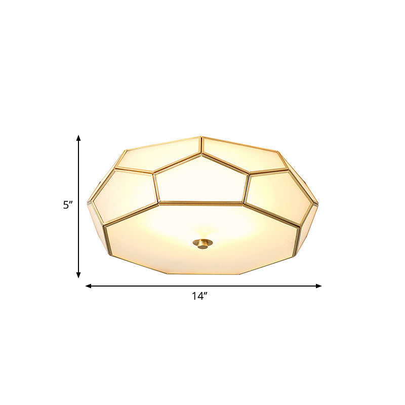 Colonial Flush Mount Lamp: White Sandblasted Glass Octagon Ceiling Fixture, 3/4 Heads, 14"/18" W - Ideal for Bedroom