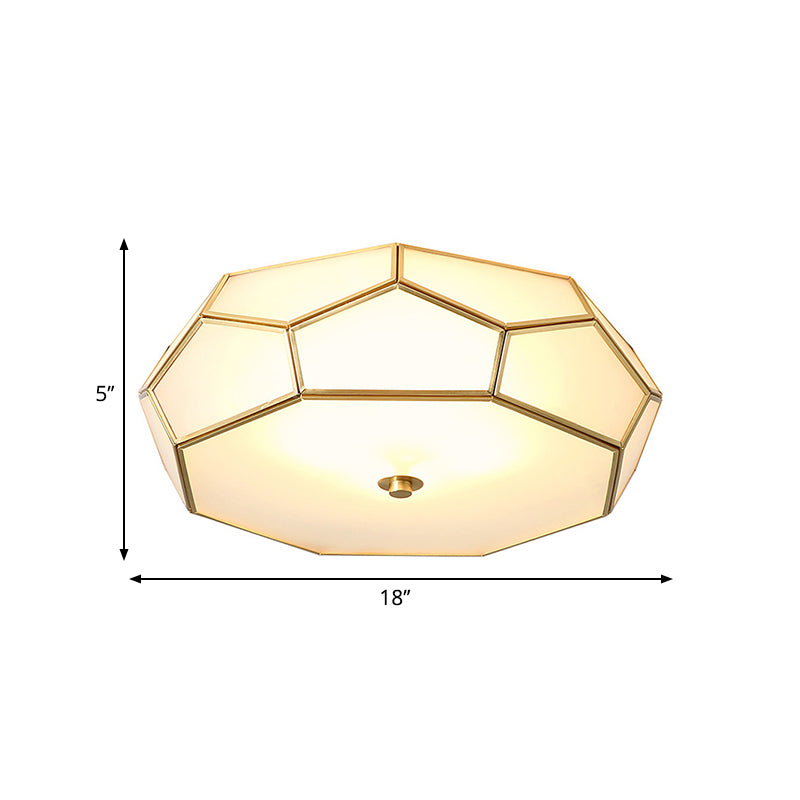 Colonial Flush Mount Lamp: White Sandblasted Glass Octagon Ceiling Fixture, 3/4 Heads, 14"/18" W - Ideal for Bedroom