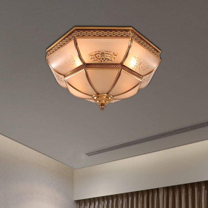 Luminaire encastré en verre courbé de style colonial pour salon, 16,5"/18" L