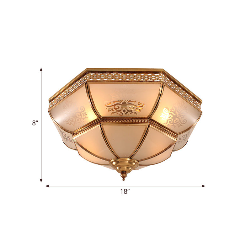 Luminaire encastré en verre courbé de style colonial pour salon, 16,5"/18" L
