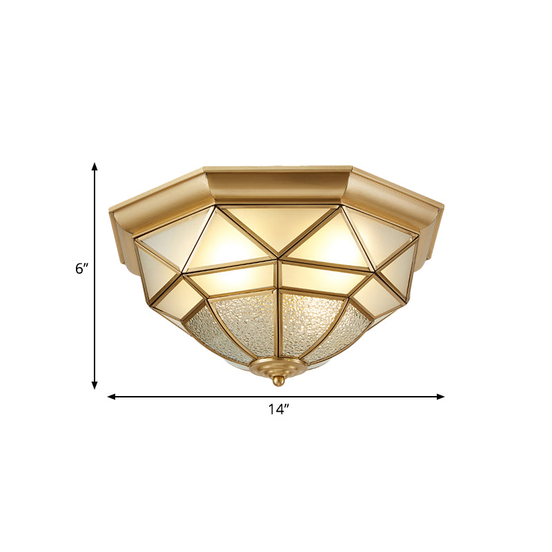 Prism Restaurant Flush Mount Light with Colonial Blown Opal Glass - 14"/18" Sizes - 3/4 Bulbs - Brass Ceiling Lamp