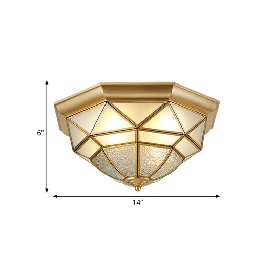 Prism Restaurant Flush Mount Light With Colonial Blown Opal Glass - 14/18 Sizes 3/4 Bulbs Brass