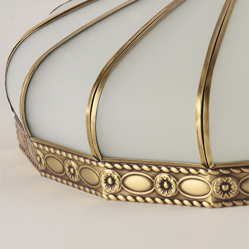 Colonial Sandblasted Glass Brass Flush Mount Lamp with Multiple Heads for Living Room Ceiling