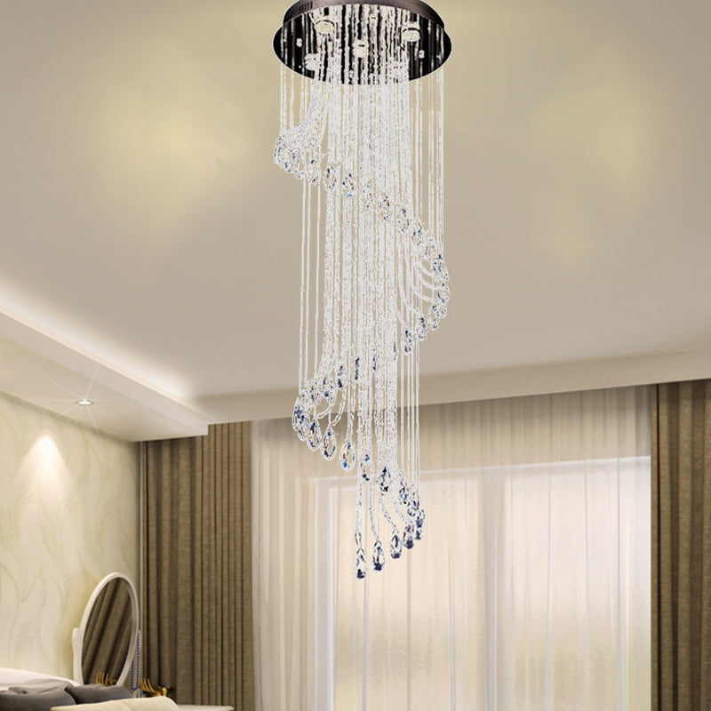 Modern Stainless-Steel Flush Mount Ceiling Light Fixture with 5 Bulbs