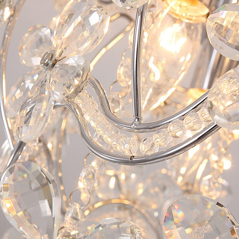 Modernist Crystal Teardrop Flushmount Ceiling Light Fixture with Stainless-Steel Frame - 6/9 Head Options, 19"/25.5" Wide