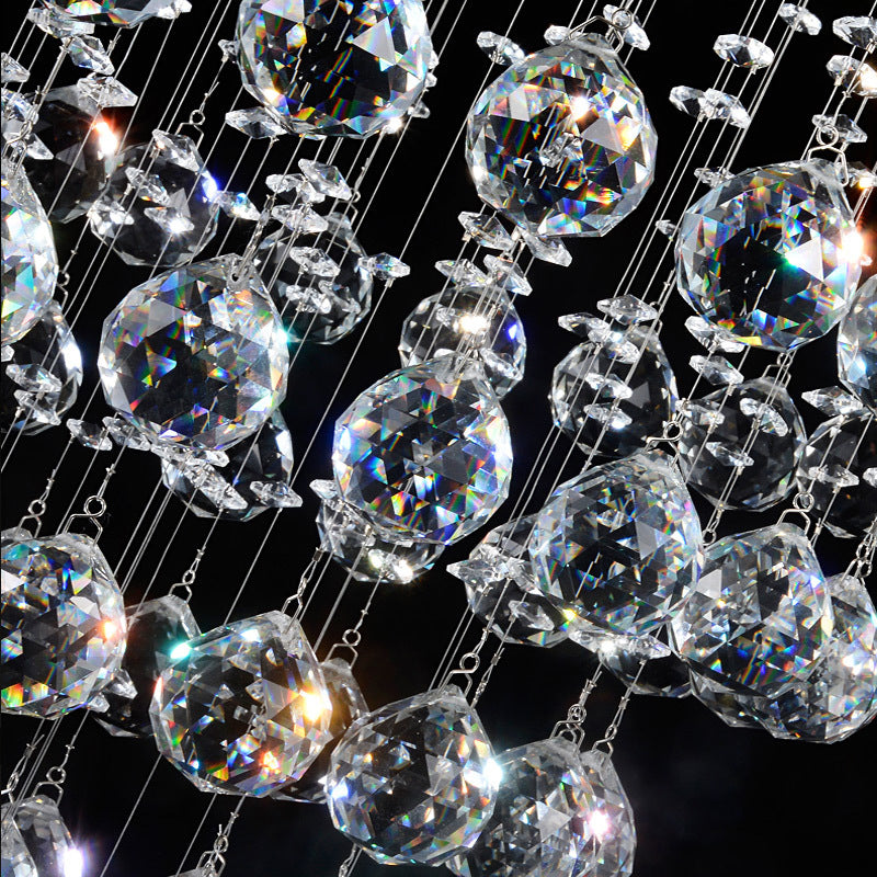 Modern Flush Mount Crystal Heart Ceiling Light Fixture - 3 Heads, Nickel Finish