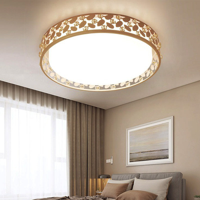 Modern Cylindrical Crystal LED Ceiling Light with Remote Dimming and Color Changing - Perfect for Bedroom