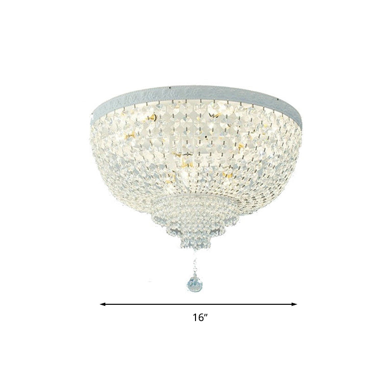 Minimalist Clear Crystal Beaded Flushmount Lighting - Wide 1-Light Ceiling Fixture for Living Room