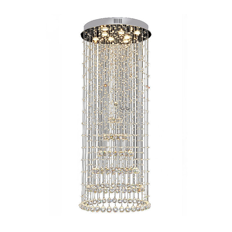 Minimalist Crystal Ball Flush Mount Lighting - 8 Lights in Nickel Finish