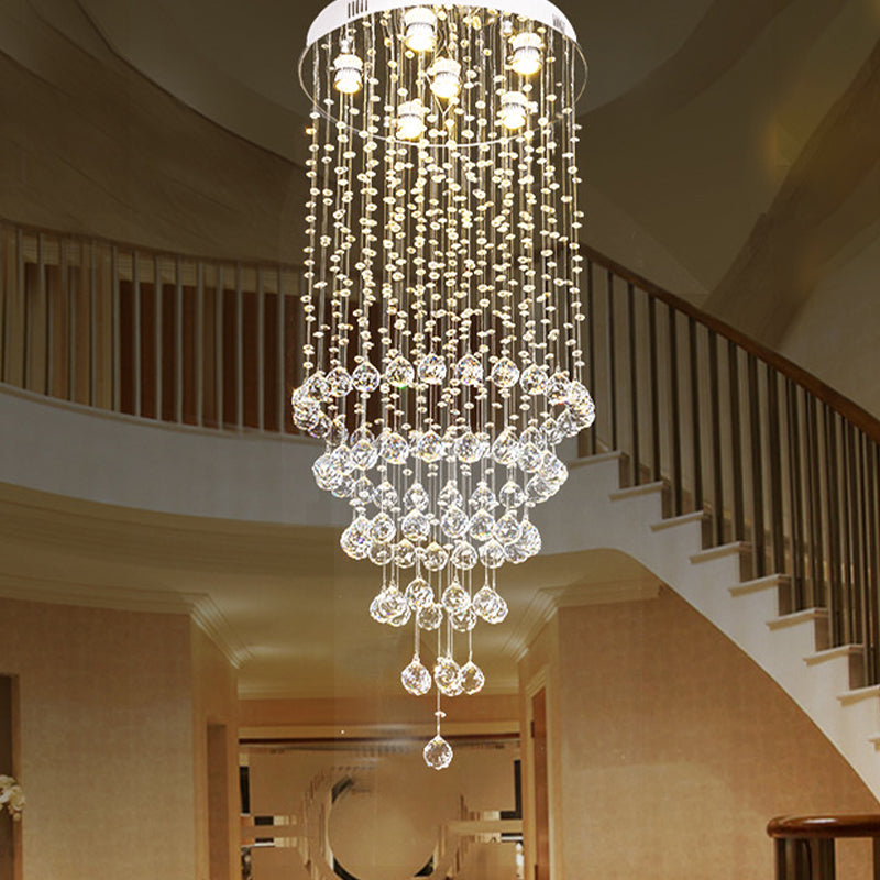 Minimalist Crystal Beaded Flush Light with 6 Nickel Lights - Stylish Flush Mount Lighting