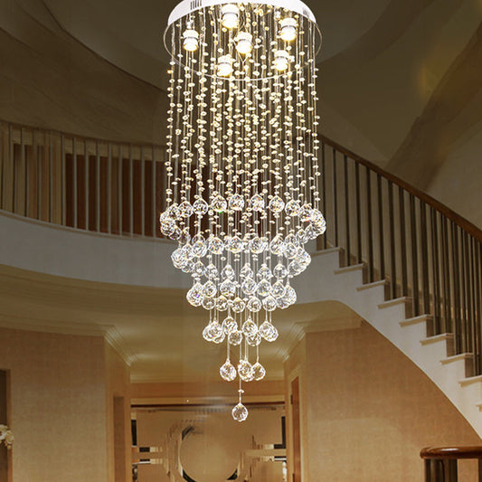 Minimalist Crystal Beaded Flush Light with 6 Nickel Lights - Stylish Flush Mount Lighting