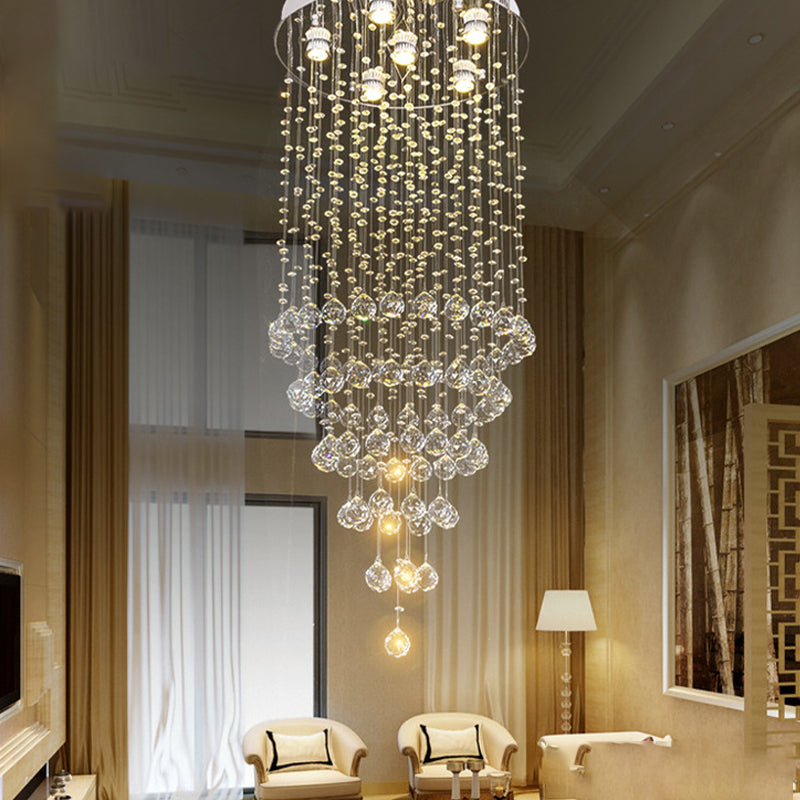 Minimalist Crystal Beaded Flush Light with 6 Nickel Lights - Stylish Flush Mount Lighting