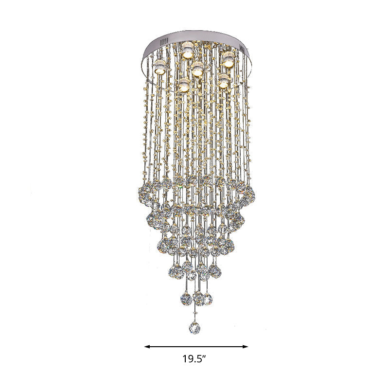 Minimalist Crystal Beaded Flush Light with 6 Nickel Lights - Stylish Flush Mount Lighting