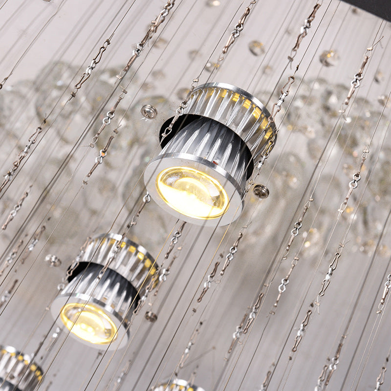 Minimalist Crystal Beaded Flush Light with 6 Nickel Lights - Stylish Flush Mount Lighting