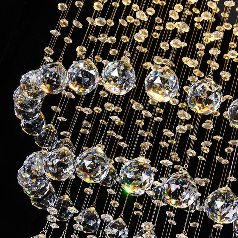 Minimalist Crystal Beaded Flush Light with 6 Nickel Lights - Stylish Flush Mount Lighting