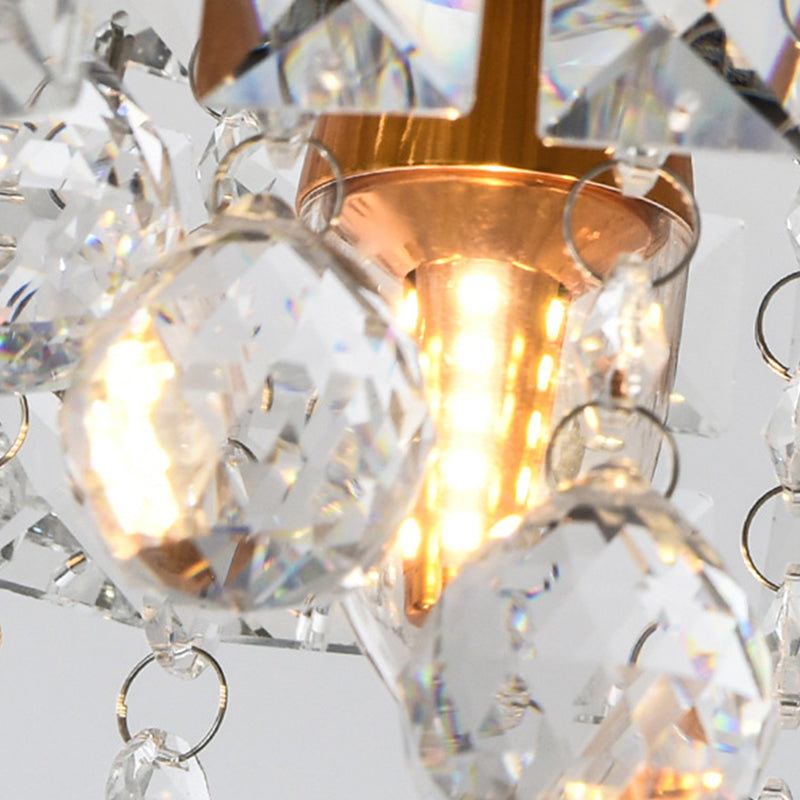 Contemporary Silver Round Crystal Flush Mount Ceiling Light - 1-Light for Living Room