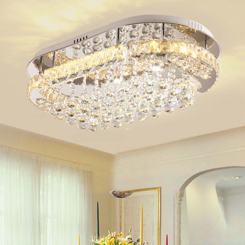 Minimalist LED Chrome Crystal Ball Flush Mount Light Fixture
