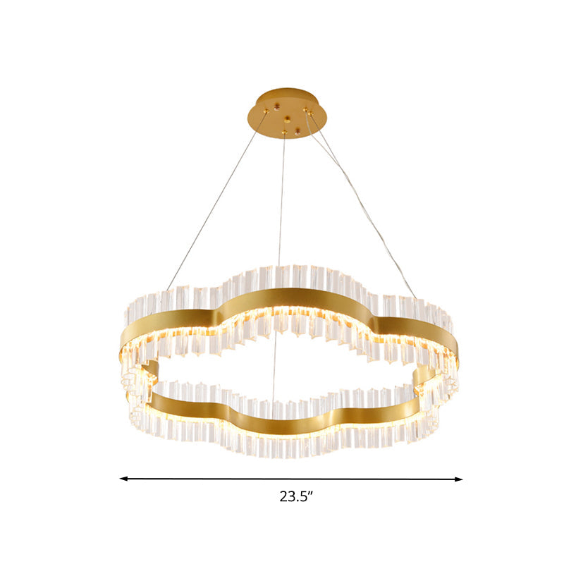 Minimalist Flower Chandelier Crystal Ceiling Light – Black/Gold, 23.5"/31.5" Wide