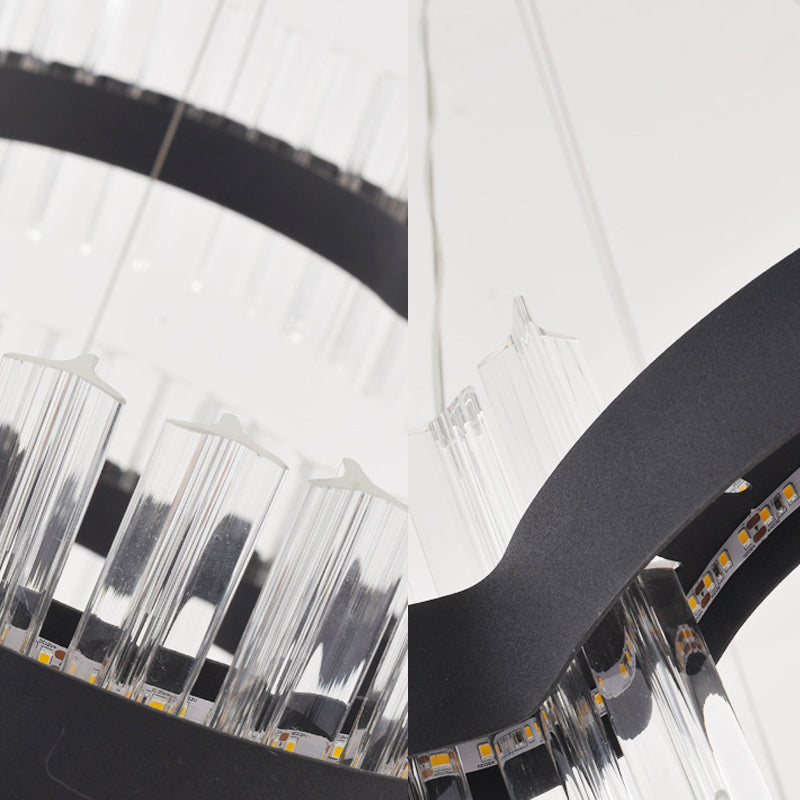 Modern Flower Crystal Ceiling Chandelier - Led Minimalist Hanging Light Kit In Black/Gold (23.5/31.5