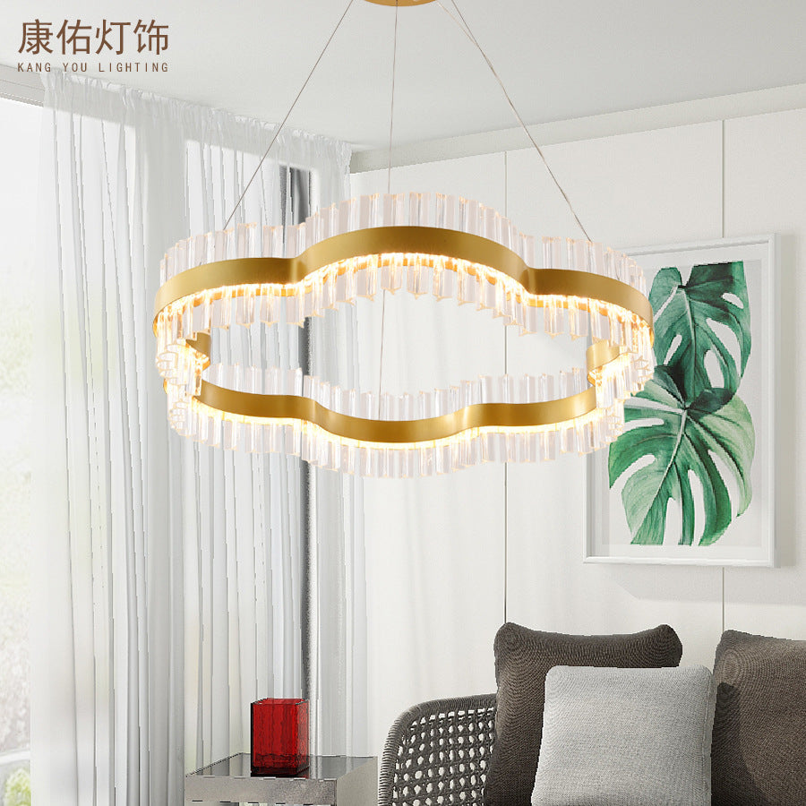 Minimalist Flower Chandelier Crystal Ceiling Light – Black/Gold, 23.5"/31.5" Wide