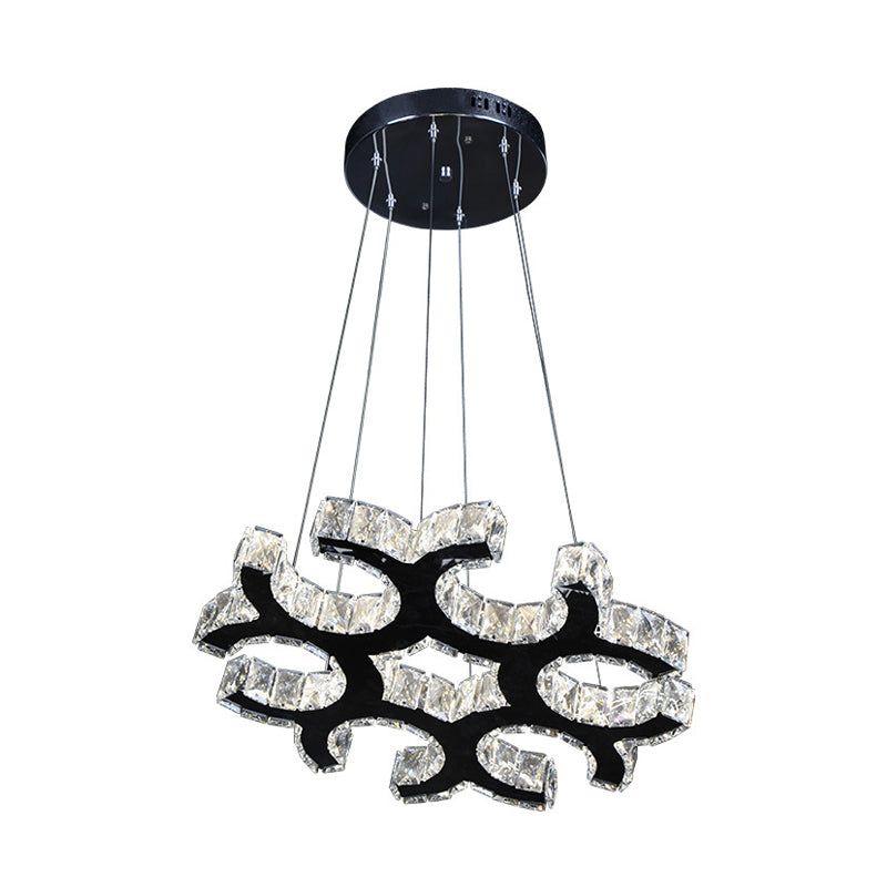 Modern Black C-Shaped Led Crystal Chandelier For Living Room