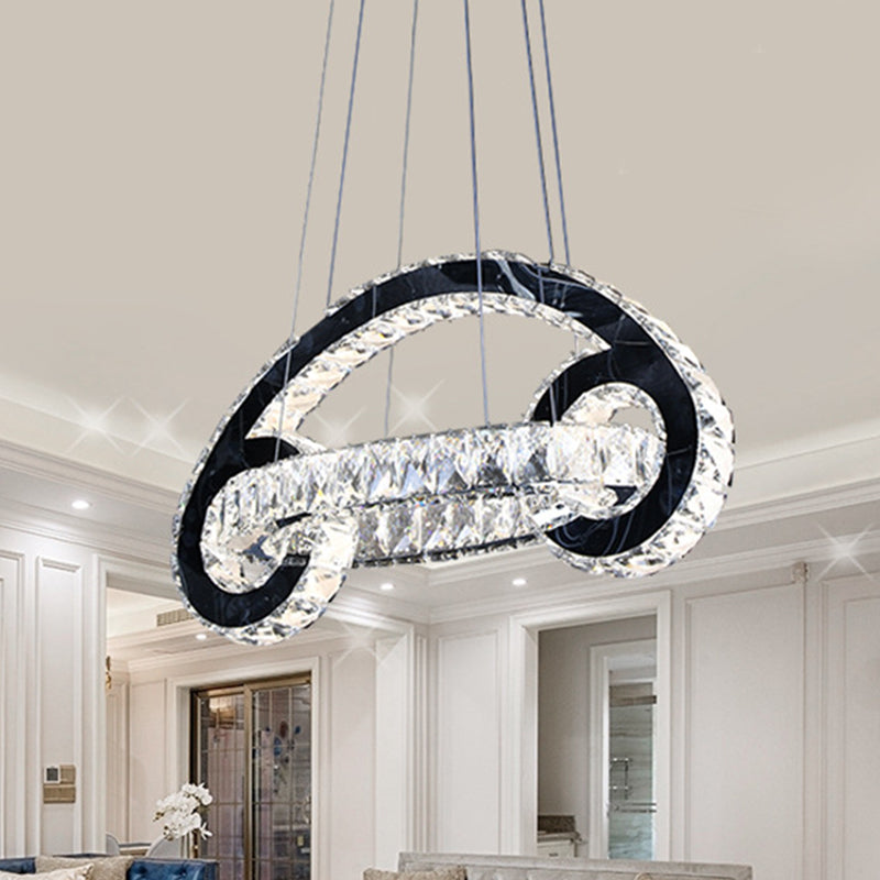 Contemporary Led Car-Shaped Chandelier: Crystal Pendant Lamp In Black