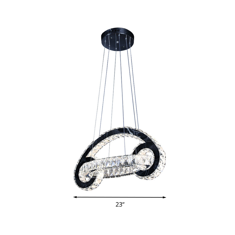 Contemporary Led Car-Shaped Chandelier: Crystal Pendant Lamp In Black