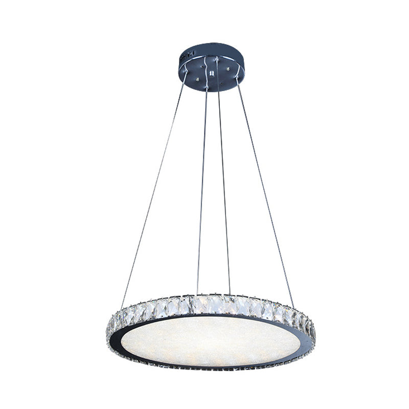 Contemporary LED Crystal Chandelier Pendant Light with Nickel Finish