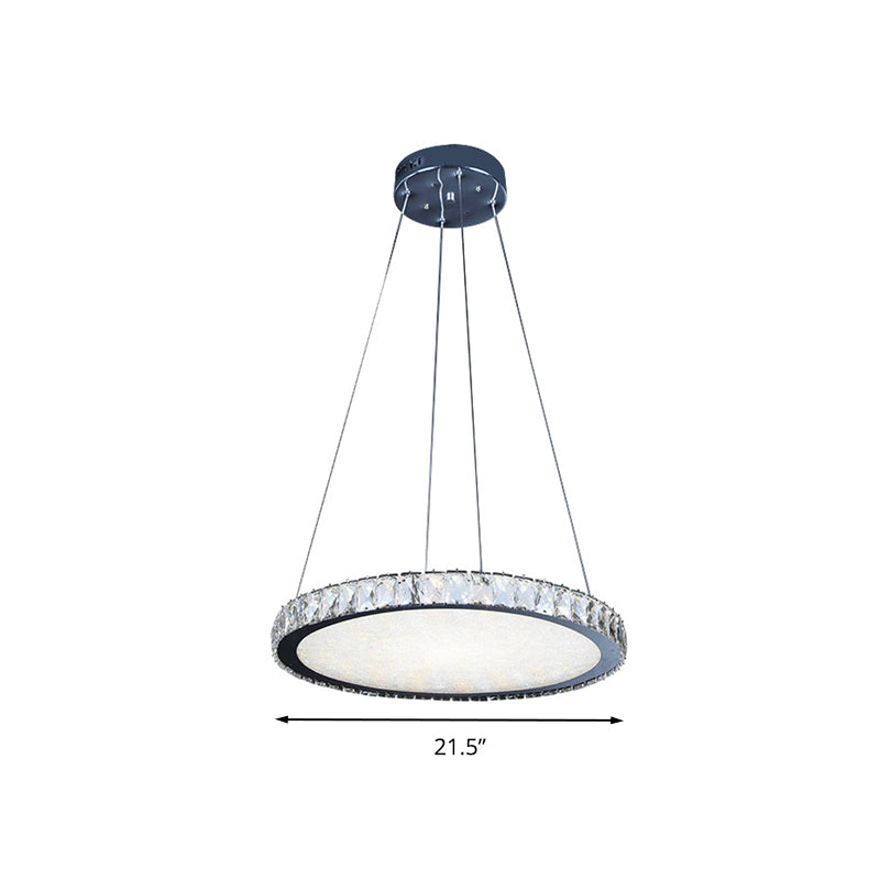 Contemporary LED Crystal Chandelier Pendant Light with Nickel Finish