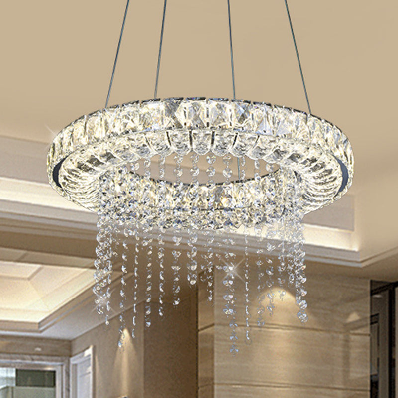 Minimalist Led Crystal Chandelier - Black Ring Shape Hanging Light Fixture