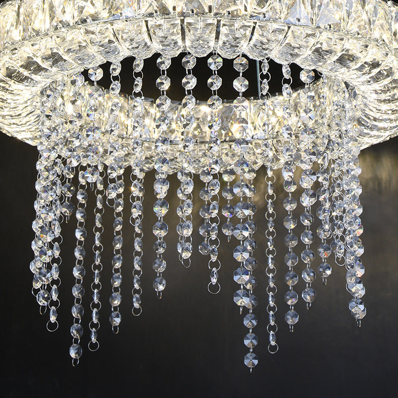 Minimalist Led Crystal Chandelier - Black Ring Shape Hanging Light Fixture