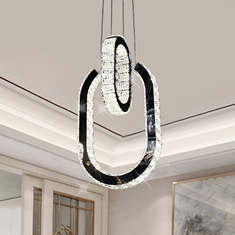 Black LED Minimalist Oval Chandelier Light Fixture - Hanging Lamp Kit