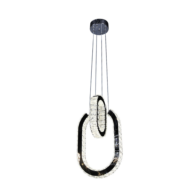 Modern Oval Led Chandelier In Black - Minimalist Hanging Lamp Fixture