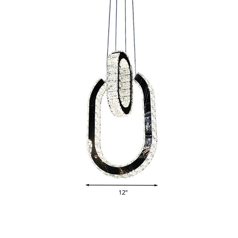 Black LED Minimalist Oval Chandelier Light Fixture - Hanging Lamp Kit