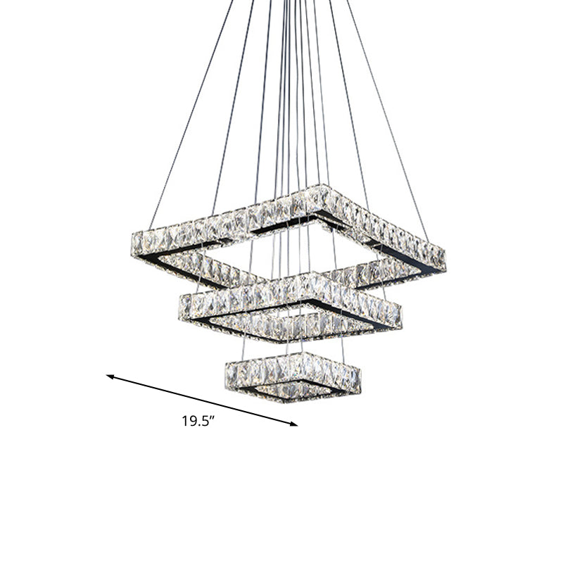Minimalist LED Black Crystal Ceiling Chandelier Pendant Light Fixture