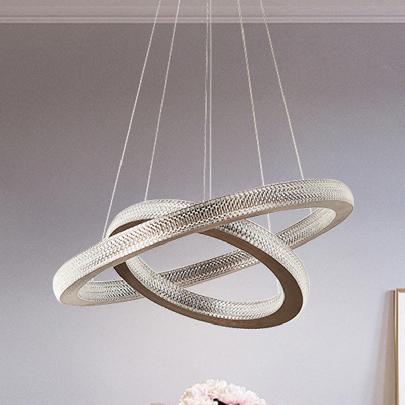 Minimalist LED Crystal Cross Chandelier - Warm/White Coffee Hanging Light Kit+