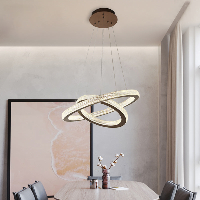 Minimalist LED Crystal Cross Chandelier - Warm/White Coffee Hanging Light Kit+