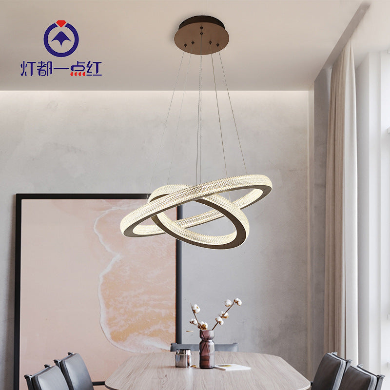 Minimalist LED Crystal Cross Chandelier - Warm/White Coffee Hanging Light Kit+