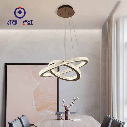 Minimalist LED Crystal Cross Chandelier - Warm/White Coffee Hanging Light Kit+