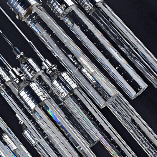 Contemporary Crystal 6-Light Pendant Ceiling Light - Chrome Finish Warm/White
