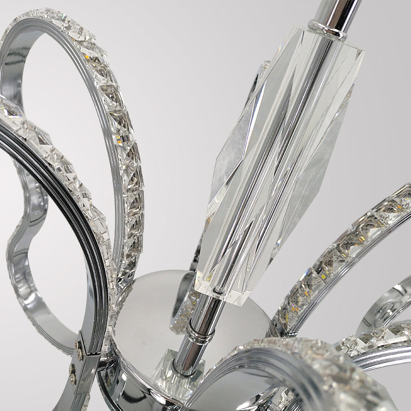 Modern LED Crystal Heart Shaped Chandelier - Chrome Hanging Ceiling Light in Warm/White