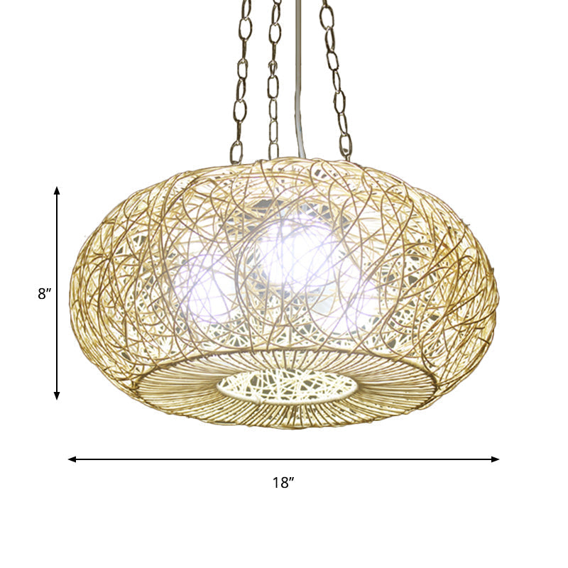 Modernist Hanging Rattan Lantern Light: Wood Ceiling Pendant Lamp for Living Room