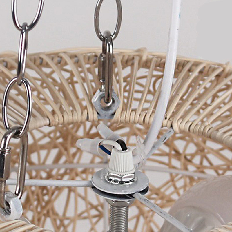 Modernist Hanging Rattan Lantern Light: Wood Ceiling Pendant Lamp for Living Room